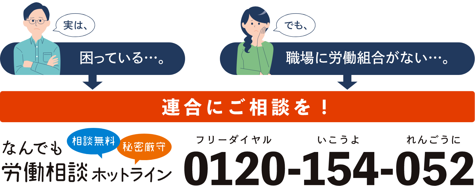 連合に相談を！なんでも労働相談ホットライン0120-154-052